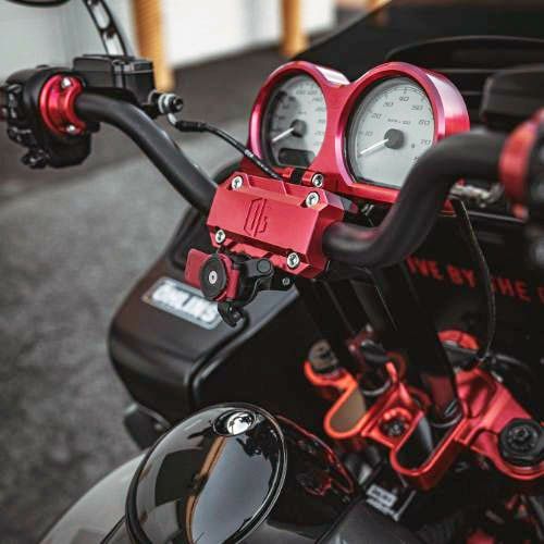 2015～2023 FLTR OGライザー用 デュアル メーターゲージ リアマウント レッド OG（オリジナルガレージモト）