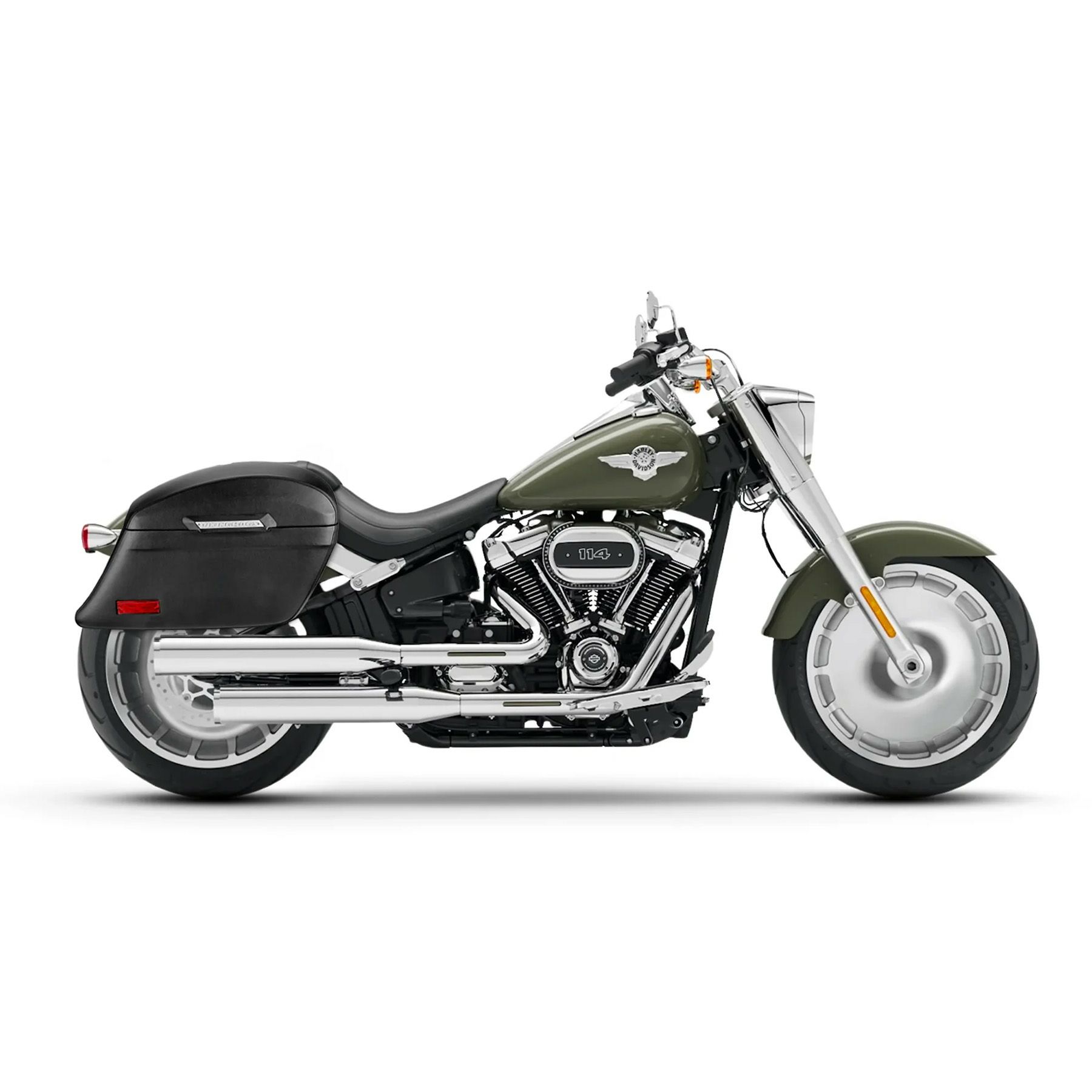 M8 ファットボーイ Lamellar Stallion エクストララージ・サドルバッグ 44L (レザーラップ)2