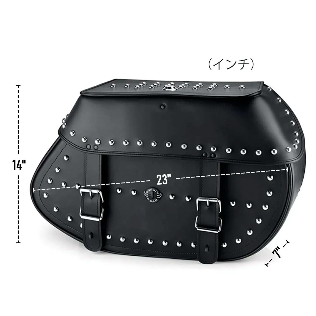 M8 ヘリテイジクラシック Legacy エクストララージ・レザーサドルバッグ 35L (スタッド付)8