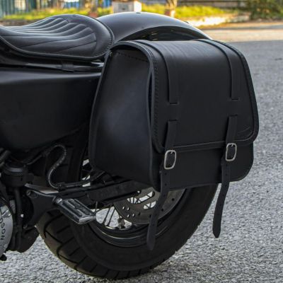 エンズクオイオ Sporty レザーサドルバッグ 20L (ブラック) スポーツスター