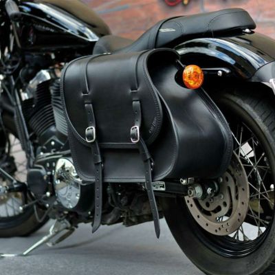 エンズクオイオ Little Boogie レザーサドルバッグ 29L (ブラック) スポーツスター