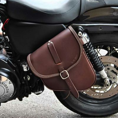 エンズクオイオ Gitan レザーサドルバッグ 6L (ダークブラウン) スポーツスター