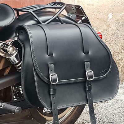 エンズクオイオ Middle Dyna レザーサドルバッグ 29.5L (ブラック) ダイナ