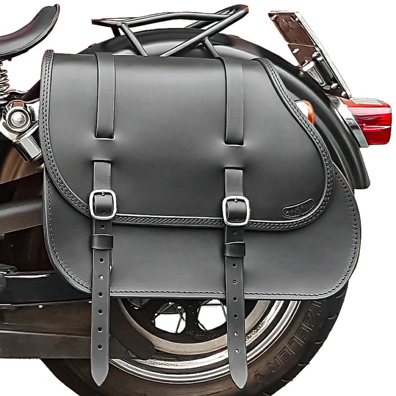 エンズクオイオ Middle Dyna レザーサドルバッグ 29.5L (ダークブラウン)3