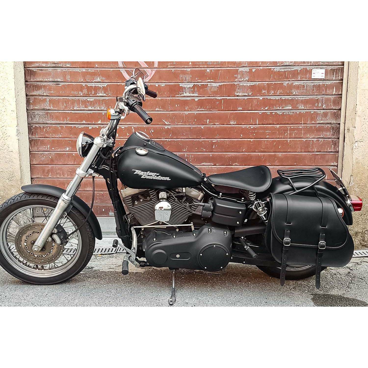 エンズクオイオ Middle Dyna レザーサドルバッグ 29.5L (ダークブラウン)5