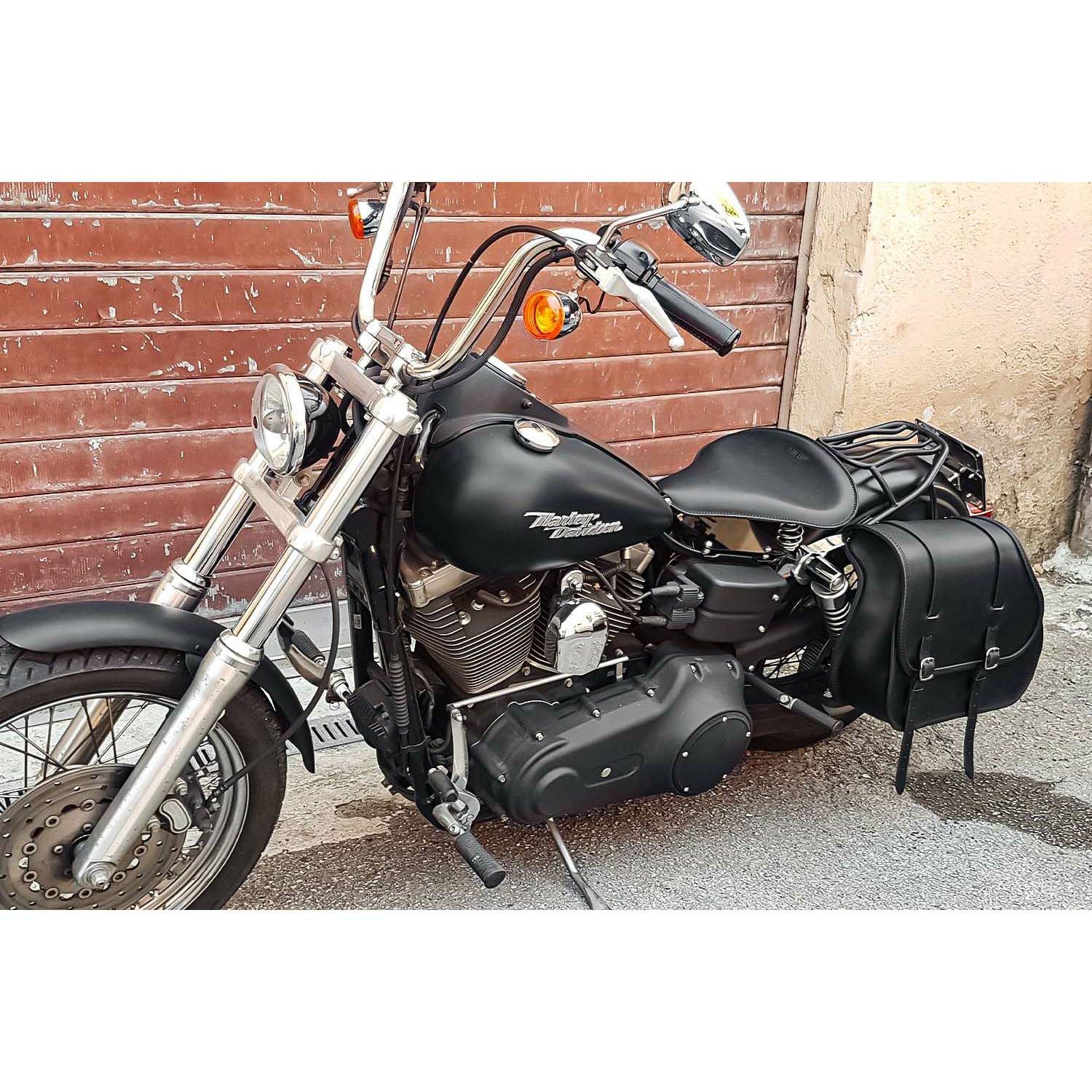 エンズクオイオ Middle Dyna レザーサドルバッグ 29.5L (ダークブラウン)6
