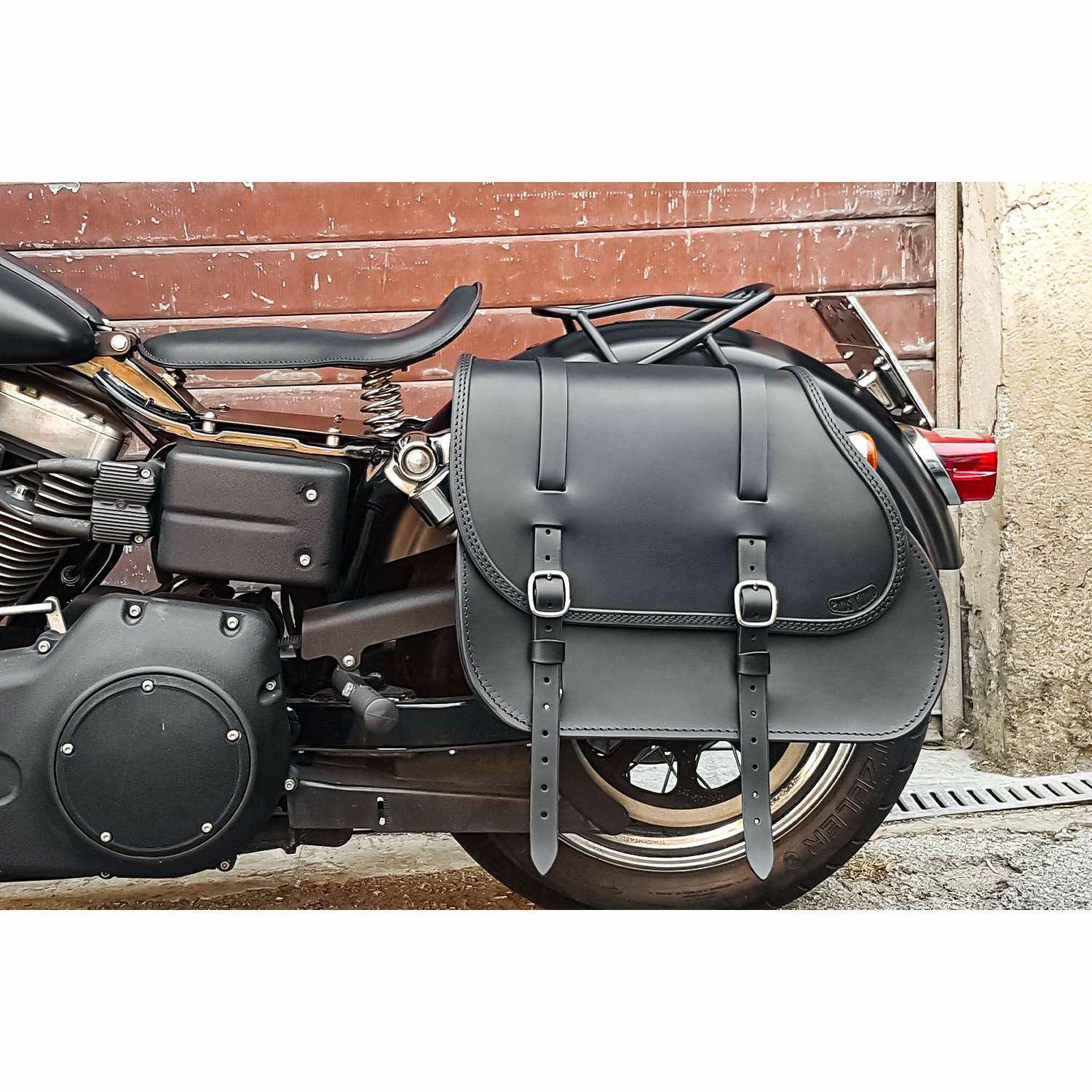 エンズクオイオ Middle Dyna レザーサドルバッグ 29.5L (ダークブラウン)7