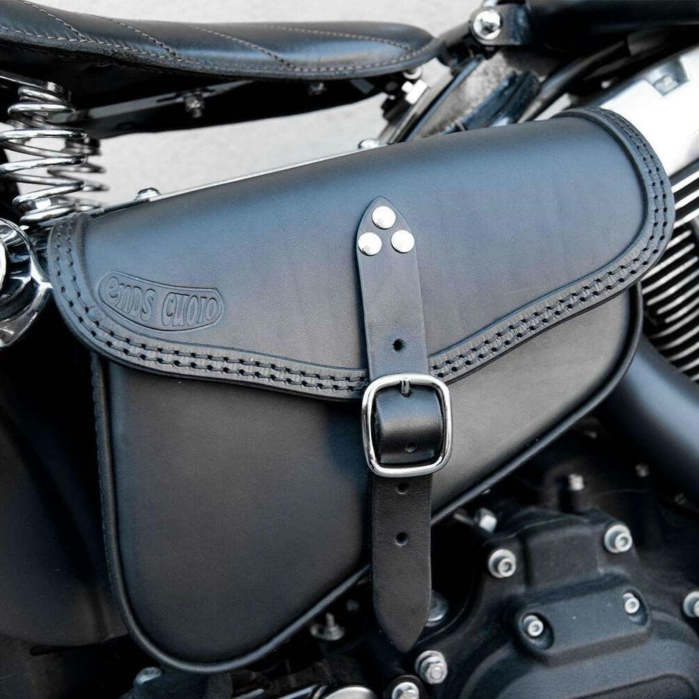 エンズクオイオ Battery Cover Bag レザーサドルバッグ 2.9L (ダークブラウン)3