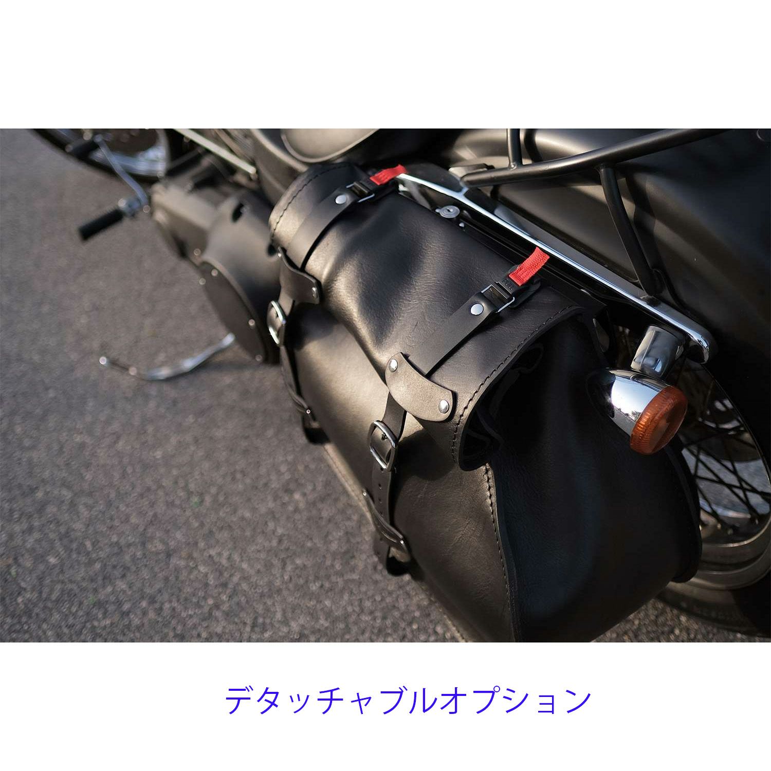 エンズクオイオ Roll Middle Dyna レザーサドルバッグ 46.3L (ブラック)6