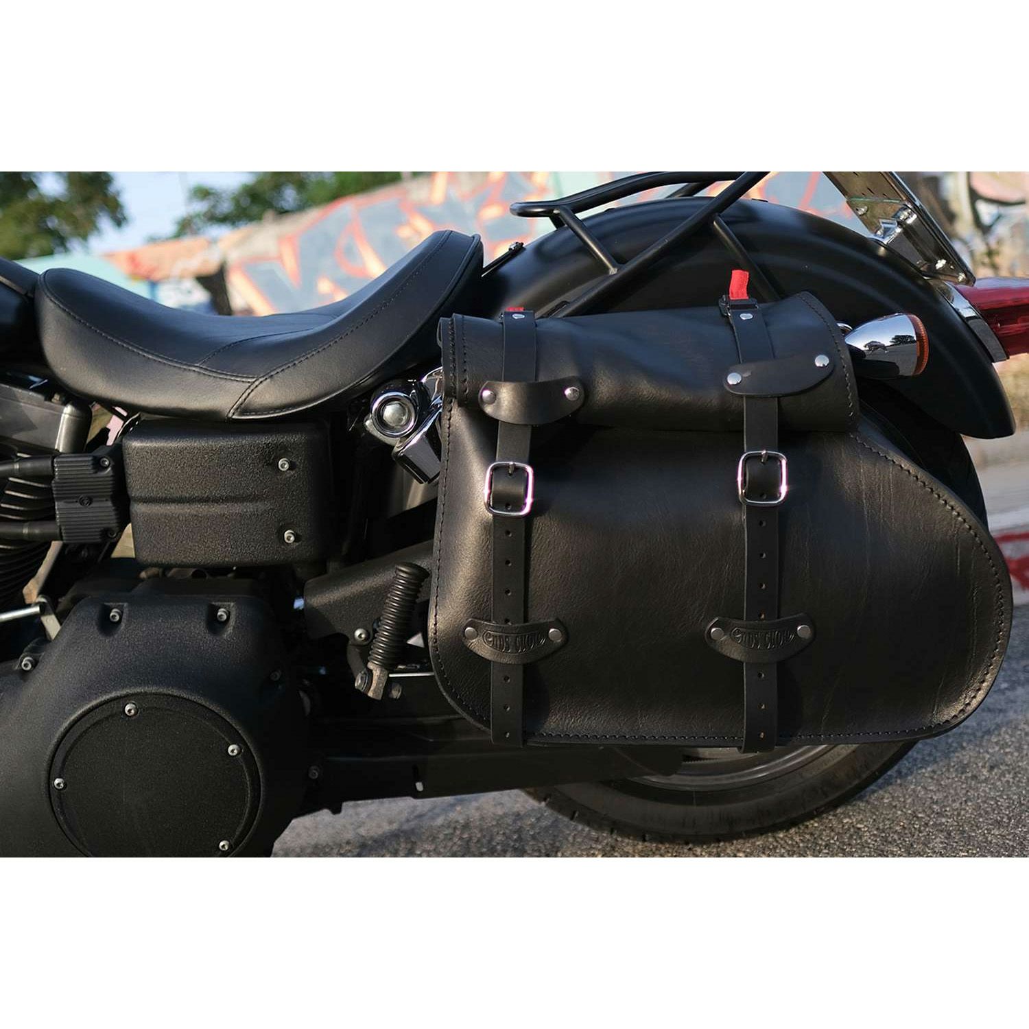 エンズクオイオ Roll Middle Dyna レザーサドルバッグ 46.3L (ダークブラウン)10