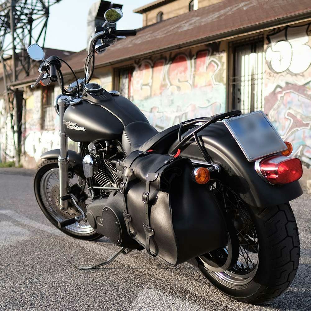  エンズクオイオ Roll Middle Dyna レザーサドルバッグ 46.3L (ディストレスト・ツートーン・ダーク)7