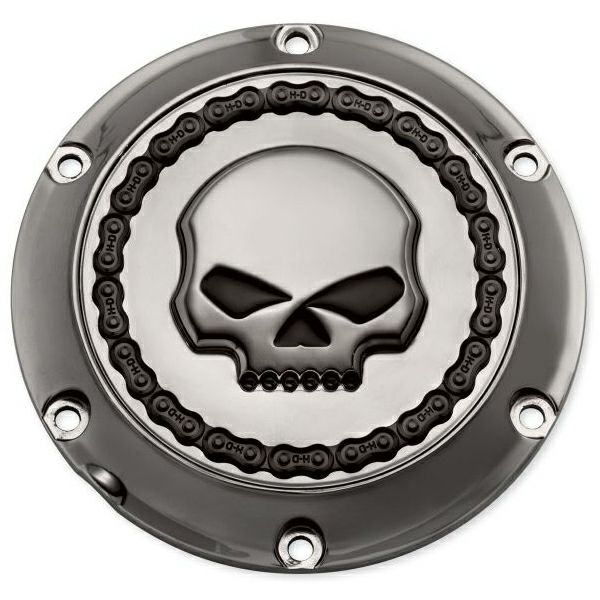 スカル＆チェーン・ダービーカバー　スモーキークローム　/スカル 　スポーツスター-01