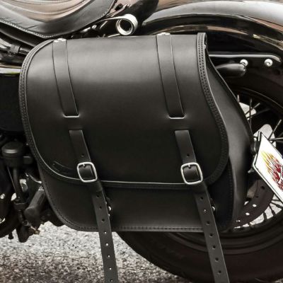 エンズクオイオ Little Boogie レザーサドルバッグ 29L 左用 (ブラック) スポーツスター