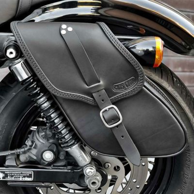 エンズクオイオ Swing レザーサドルバッグ 4.8L 左用 (ブラック) スポーツスター