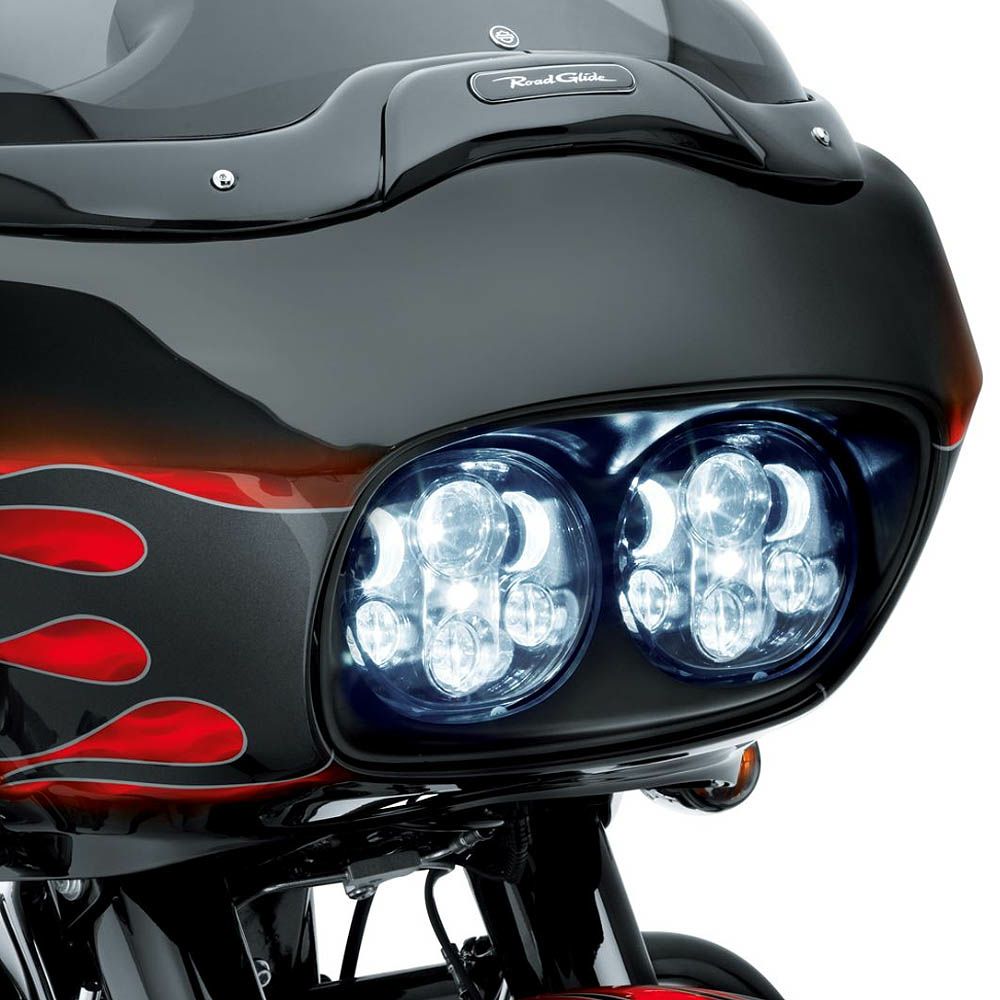 LED デュアル・ヘッドライト　グロスブラック＆クローム  2004～2013 FLTR/X-02