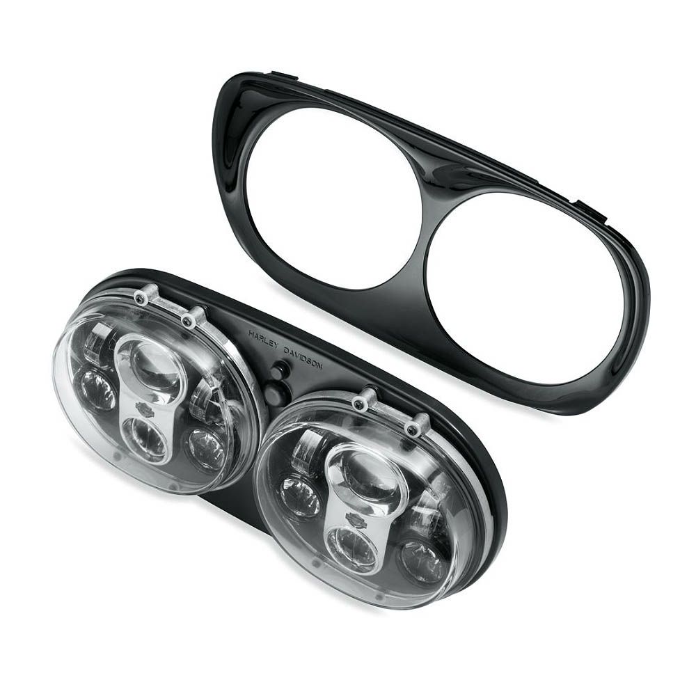 LED デュアル・ヘッドライト　グロスブラック＆クローム  2004～2013 FLTR/X-03