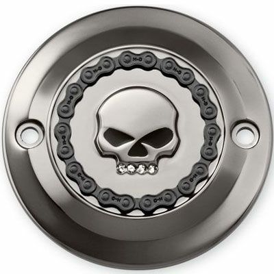 スカル＆チェーンコレクション　タイマーカバー　スモーキークローム　/ジュエルスカル　スポーツスター-01