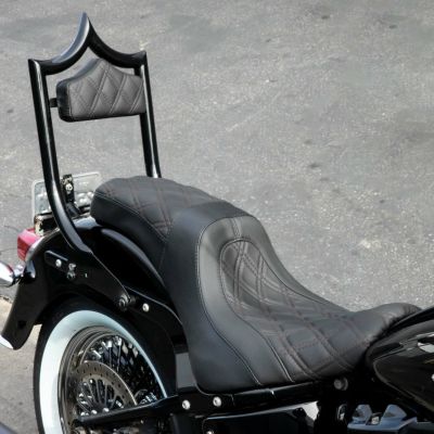 CMC Next Level シート＆バックレストセット ダブルダイアモンド (グロスブラック/ブラックステッチ)  M8ソフテイル