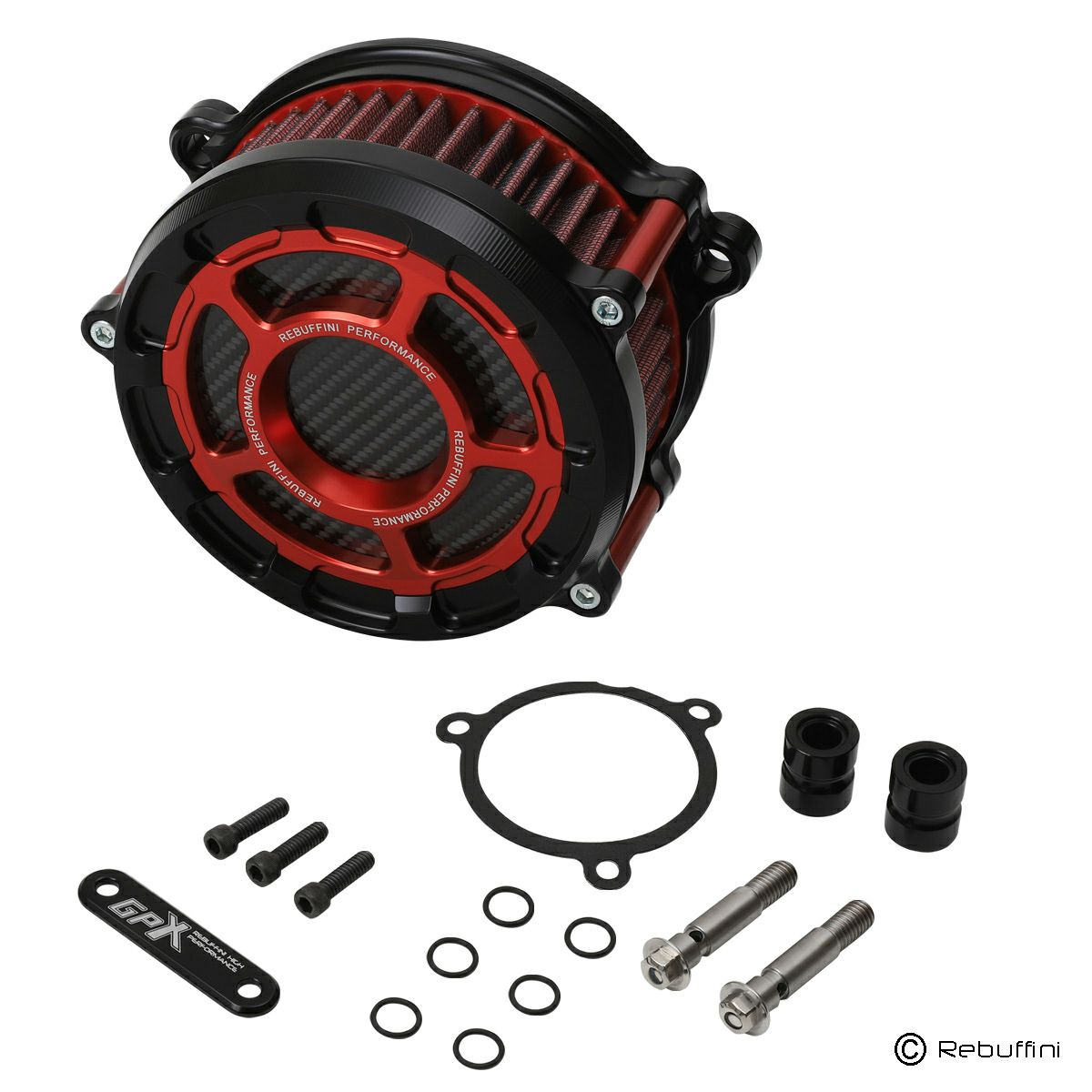 GPX ハイフロー・エアクリーナー (レッド) M8 ツーリング、M8 ソフテイル1