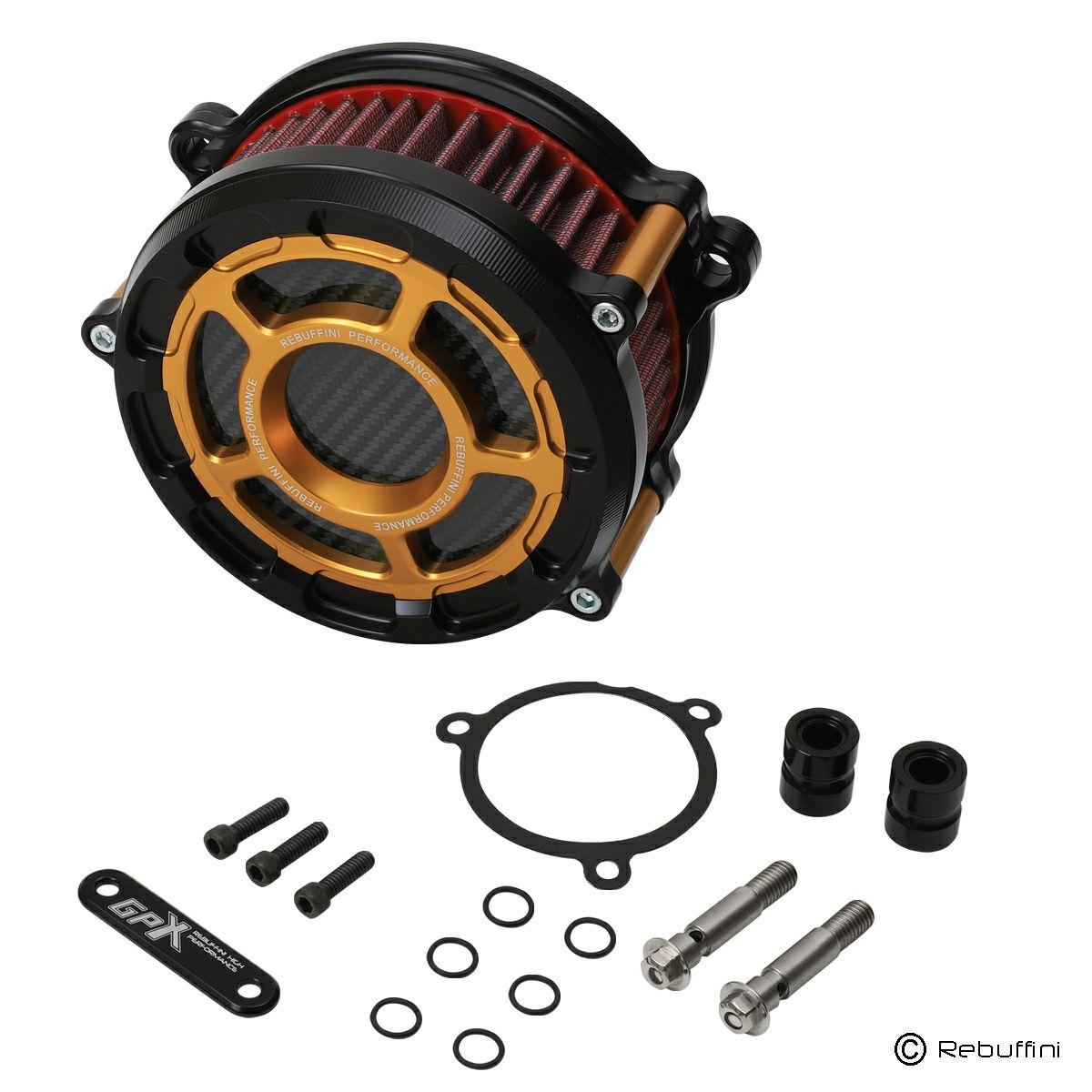 GPX ハイフロー・エアクリーナー (ゴールド) M8 ツーリング、M8 ソフテイル1