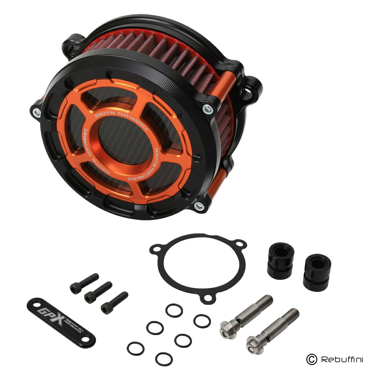 GPX ハイフロー・エアクリーナー (オレンジ) M8 ツーリング、M8 ソフテイル1