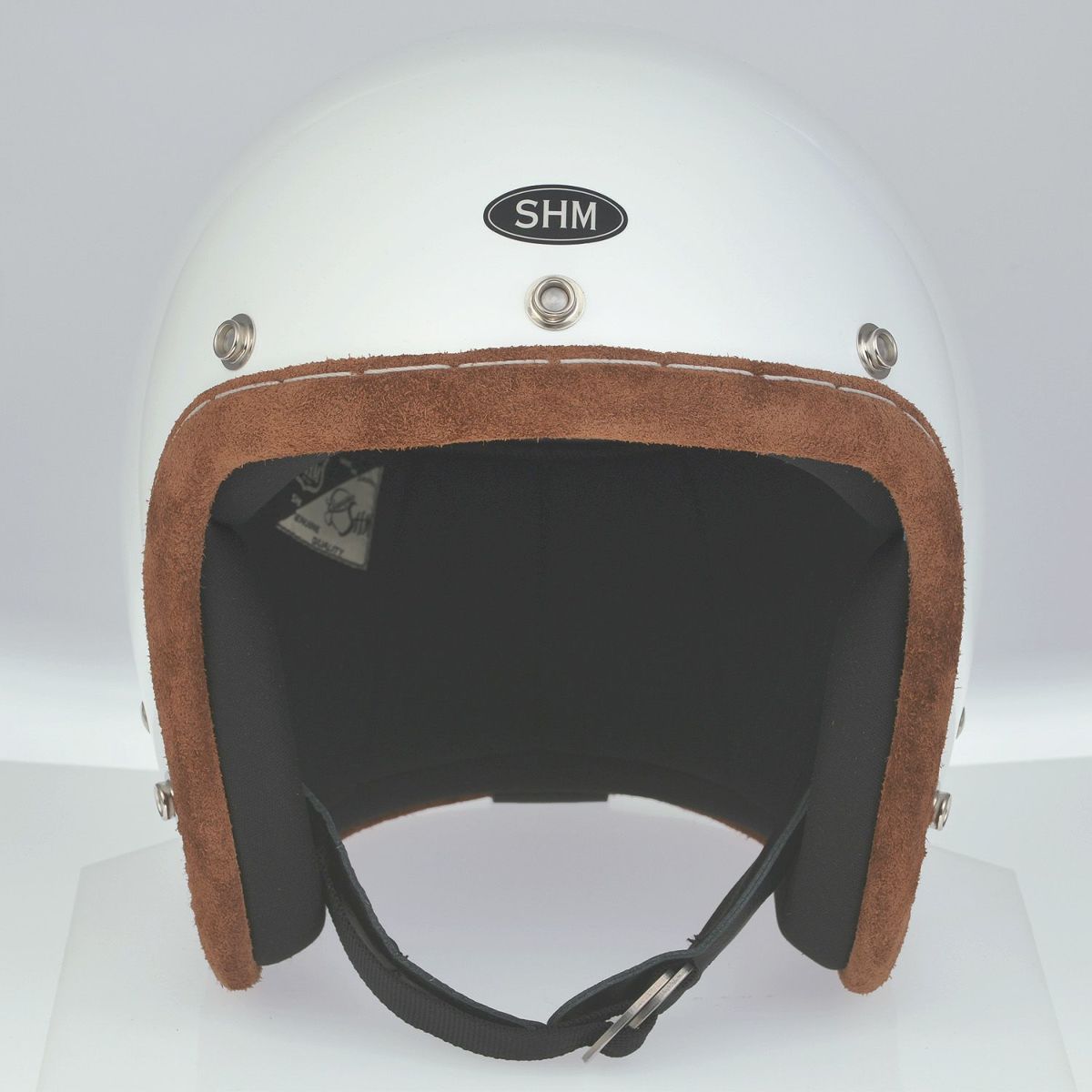 SHM HAND STITCH ジェットヘルメット Lot-112 ホワイト/ブリックトリム 3