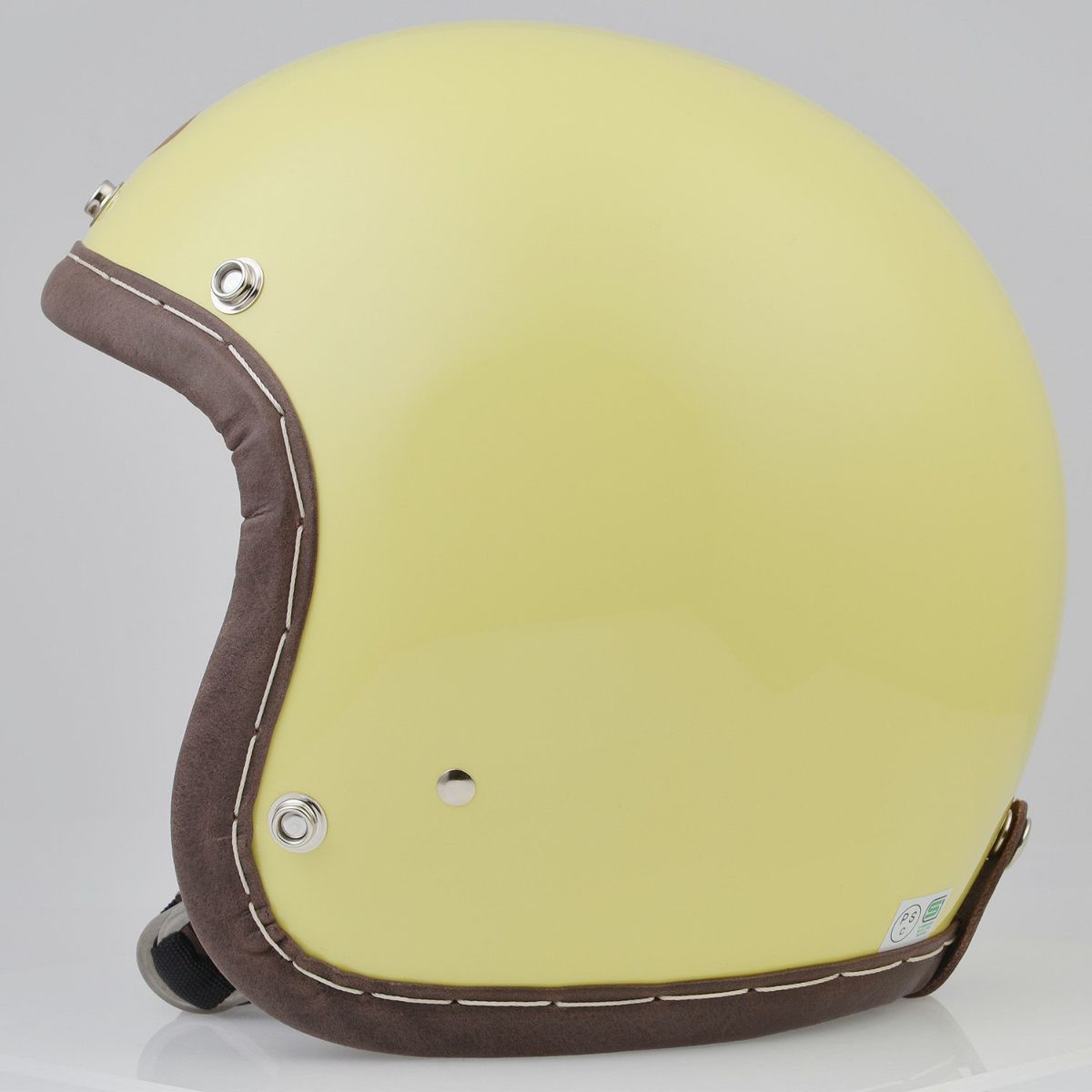 SHM HAND STITCH ジェットヘルメット Lot-113 ゴールドウッドイエロー/ココアレザートリム 2