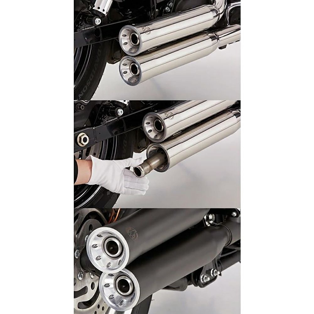 ダブルグルーブ スリップオンマフラー (ブラック) 2018～2020 ソフテイル3