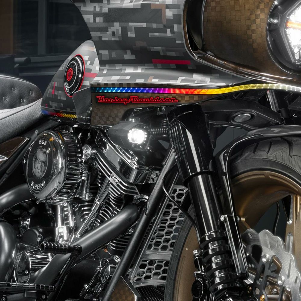 ブルートゥースコントローラー付 ハーレー LED補助ライト (ホワイト/イエロー)