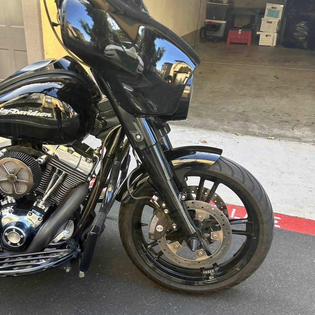 1996～2023 ツーリング 18、19インチ Chopped フロントフェンダー ビビッドブラック HOGWORKZ 3