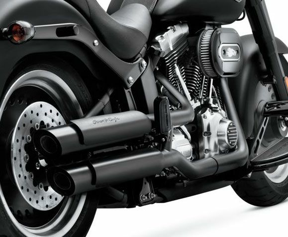 スクリーミンイーグル・ストリートパフォーマンスマフラー 　ジェットブラック、シールド付き　/'07以降ソフテイル-01