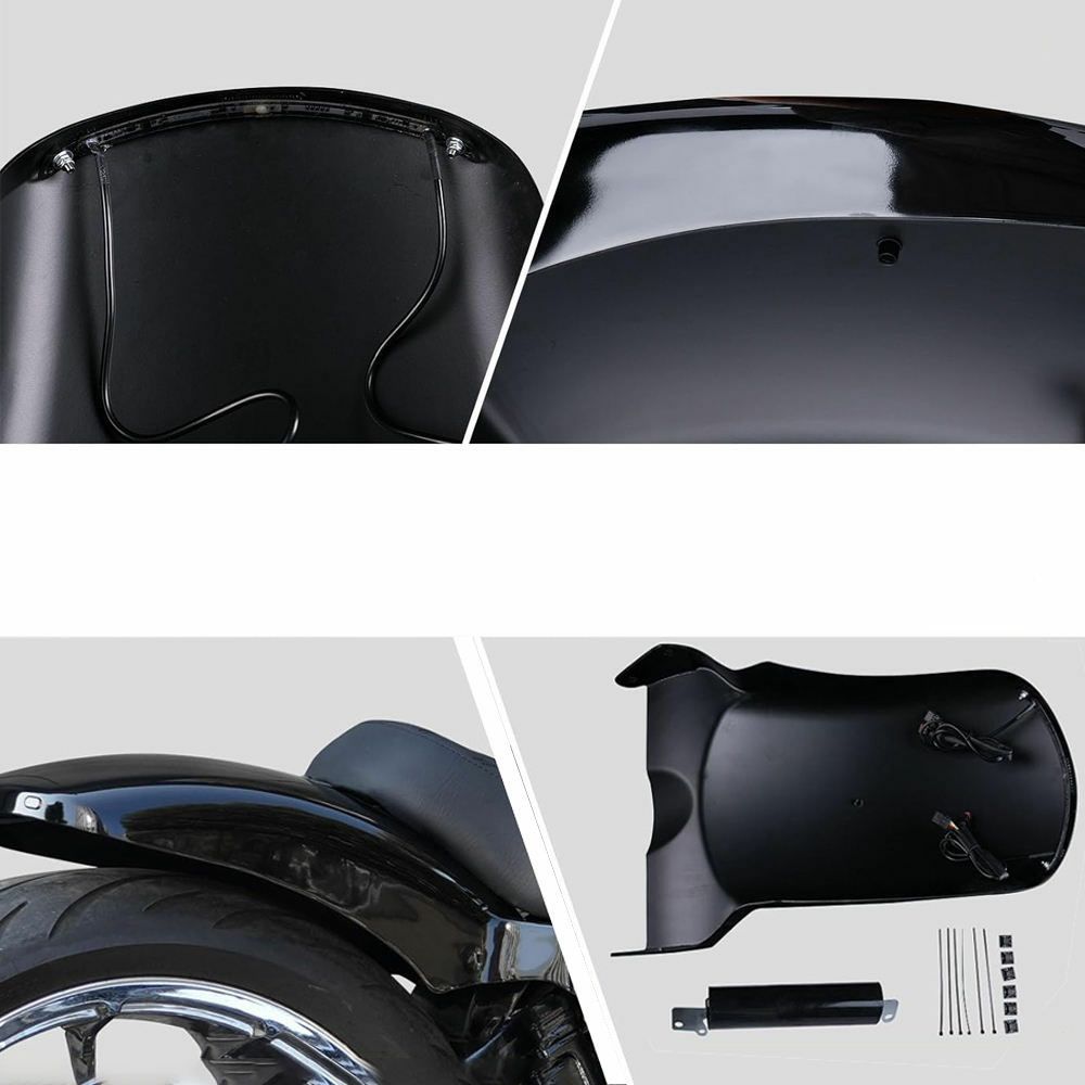 M8 ソフテイル スチール ショートリアフェンダー テール、ウインカー付き グロスブラック 3