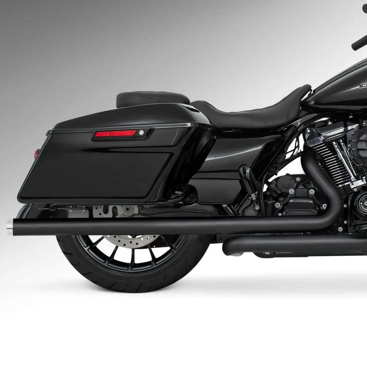 M8 ツーリング 2.5インチ径 トゥルーデュアル フルエキゾーストマフラー 36インチ ストレートエンドキャップ ブラック/クローム フリーダムパフォーマンス