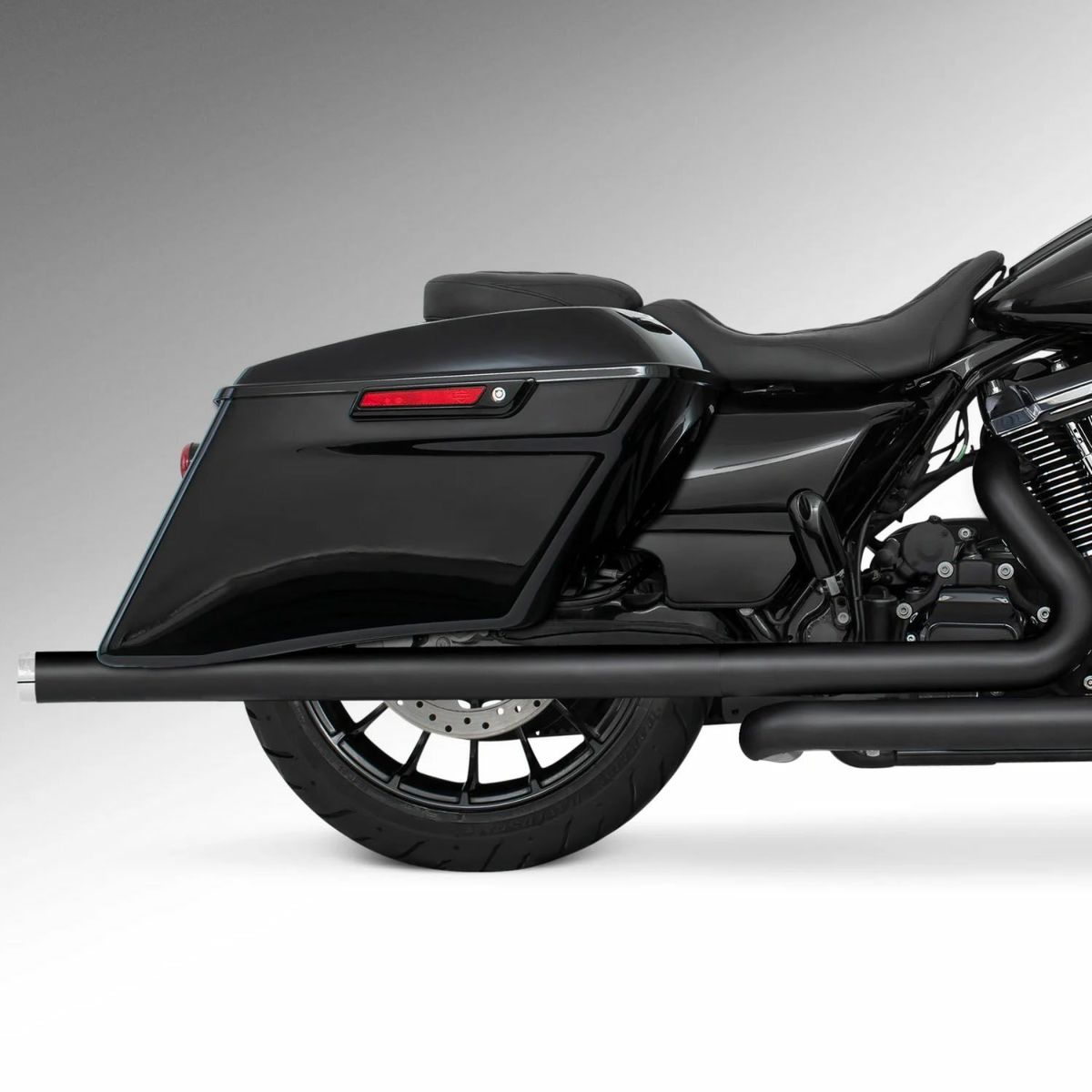 M8 ツーリング 2.5インチ径 トゥルーデュアル フルエキゾーストマフラー 39インチ ストレートエンドキャップ ブラック/クローム フリーダムパフォーマンス