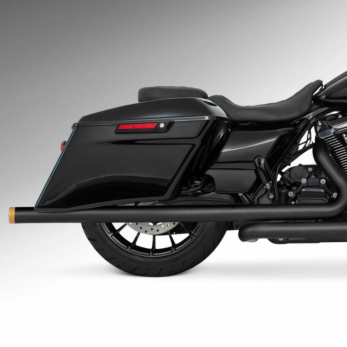 M8 ツーリング 2.5インチ径 トゥルーデュアル フルエキゾーストマフラー 39インチ ストレートエンドキャップ ブラック/ゴールド フリーダムパフォーマンス