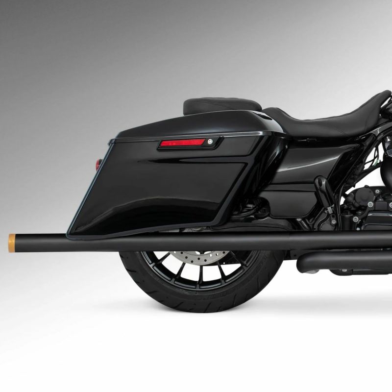 M8 ツーリング 2.5インチ径 トゥルーデュアル フルエキゾーストマフラー 42インチ ストレートエンドキャップ ブラック/ゴールド フリーダムパフォーマンス