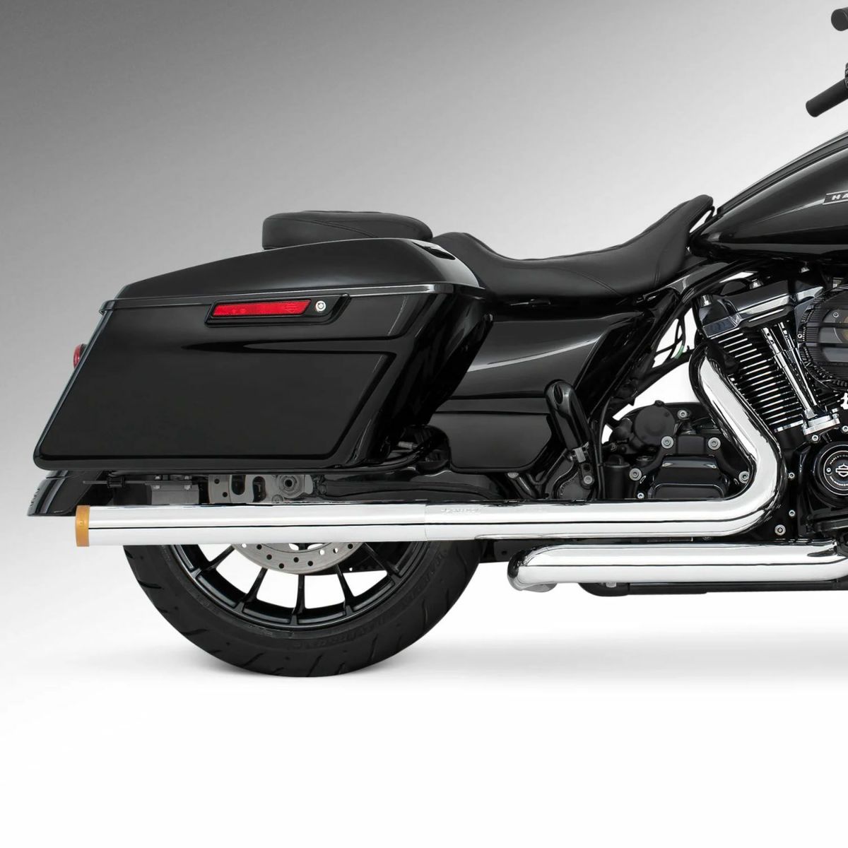 M8 ツーリング 2.5インチ径 トゥルーデュアル フルエキゾーストマフラー 33インチ ストレートエンドキャップ クローム/ゴールド フリーダムパフォーマンス