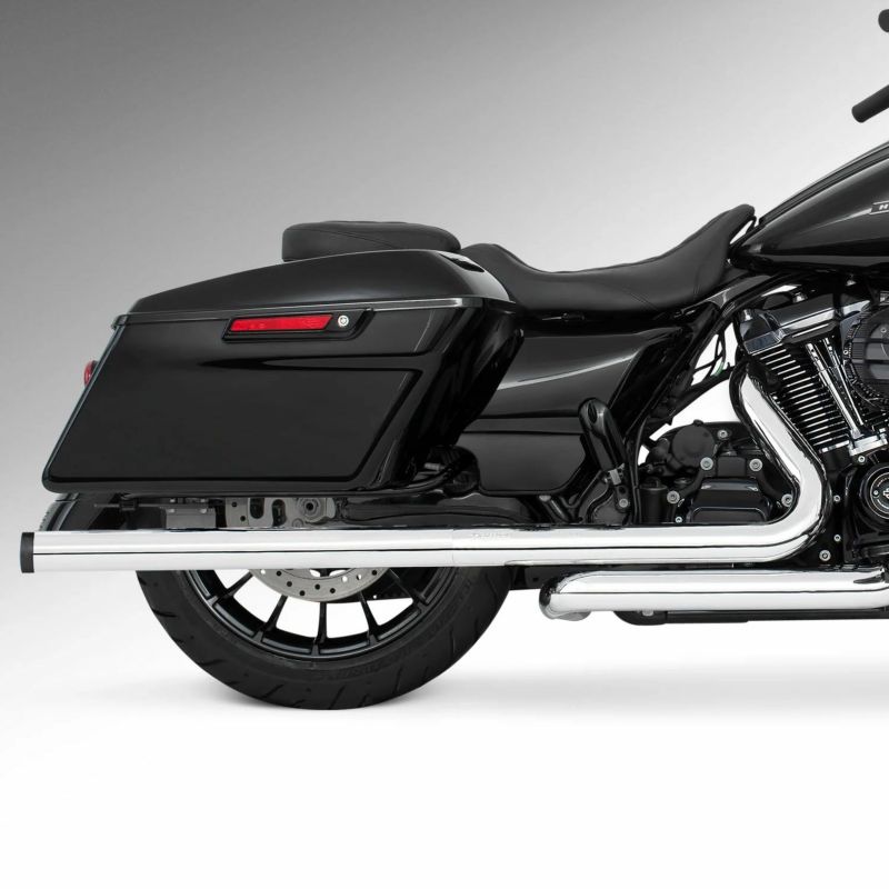 M8 ツーリング 2.5インチ径 トゥルーデュアル フルエキゾーストマフラー 36インチ ストレートエンドキャップ クローム/ブラック フリーダムパフォーマンス