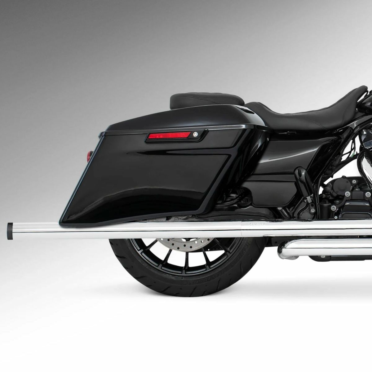 M8 ツーリング 2.5インチ径 トゥルーデュアル フルエキゾーストマフラー 42インチ ストレートエンドキャップ クローム/ブラック フリーダムパフォーマンス