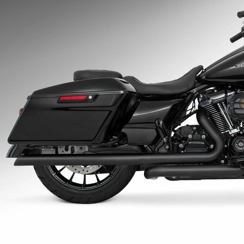 M8 ツーリング 2.5インチ径 トゥルーデュアル フルエキゾーストマフラー 33インチ スラッシュカットエンドキャップ ブラック/ブラック フリーダムパフォーマンス