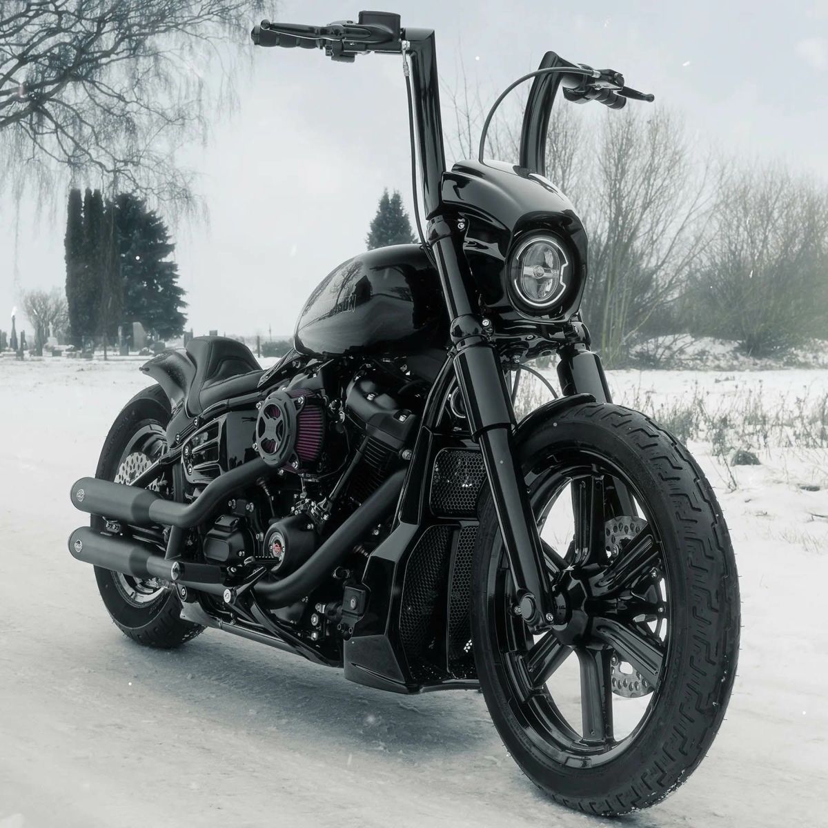 モナーク ファットハンドルバー 12インチ (ブラック)1