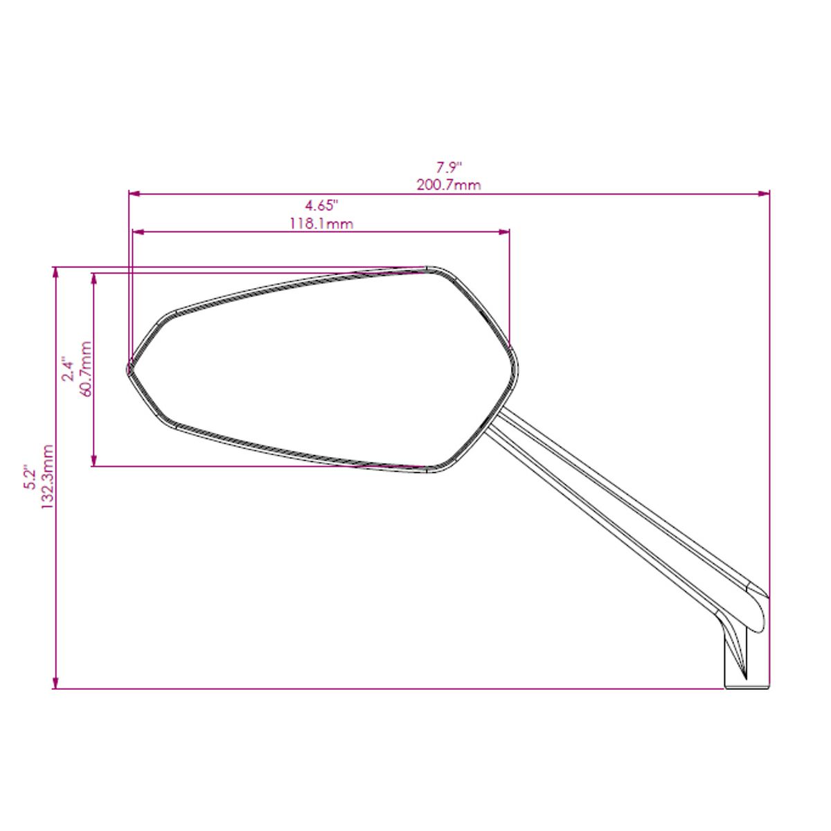 ハーレー用 アセント プロ・ミラー 右 (グロスブラック)3