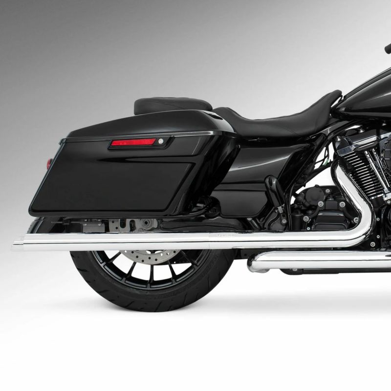 M8 ツーリング 2.5インチ径 トゥルーデュアル フルエキゾーストマフラー 36インチ スラッシュカットエンドキャップ クローム/クローム フリーダムパフォーマンス