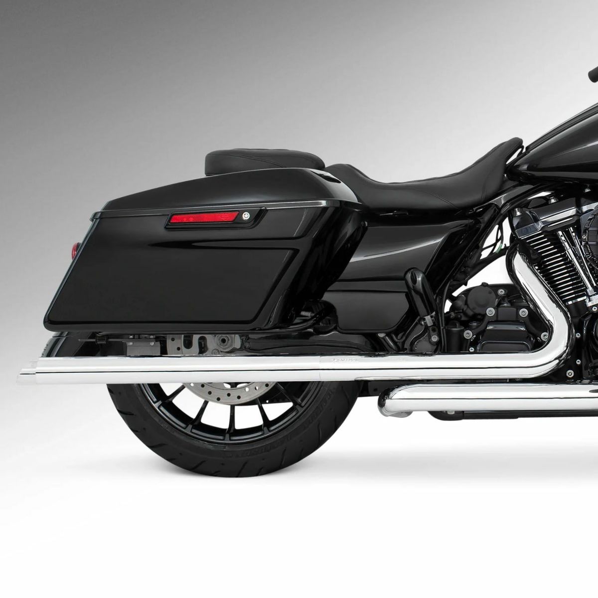 M8 ツーリング 2.5インチ径 トゥルーデュアル フルエキゾーストマフラー 36インチ スラッシュカットエンドキャップ クローム/クローム フリーダムパフォーマンス