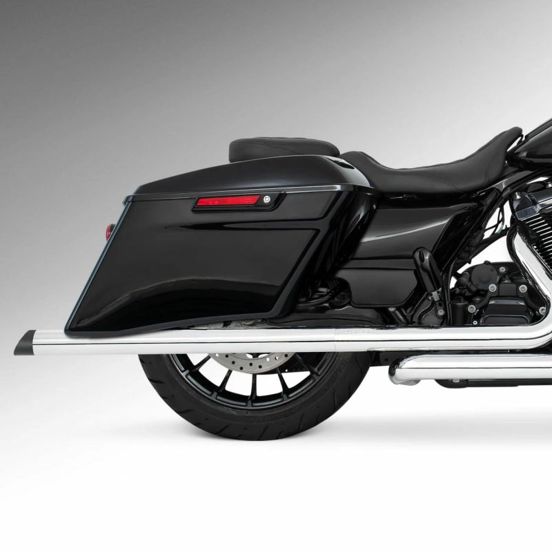 M8 ツーリング 2.5インチ径 トゥルーデュアル フルエキゾーストマフラー 39インチ スラッシュカットエンドキャップ クローム/ブラック フリーダムパフォーマンス