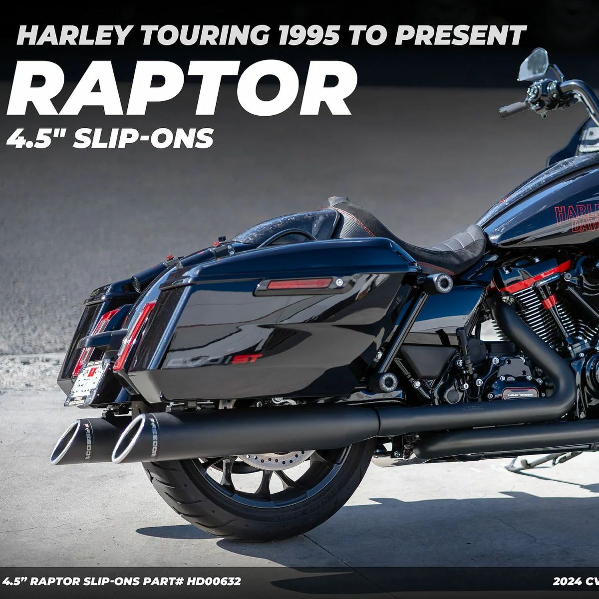 M8 ツーリング スラッシュ RAPTOR スリップオンマフラー 4.5インチ ブラック/コントラスト フリーダムパフォーマンス 2