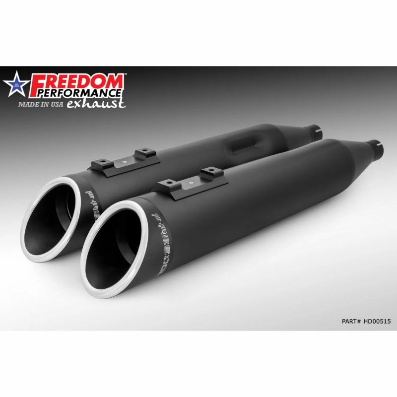 1995～2016 ツーリング スラッシュ RAPTOR スリップオンマフラー 4.5インチ ブラック/コントラスト フリーダムパフォーマンス