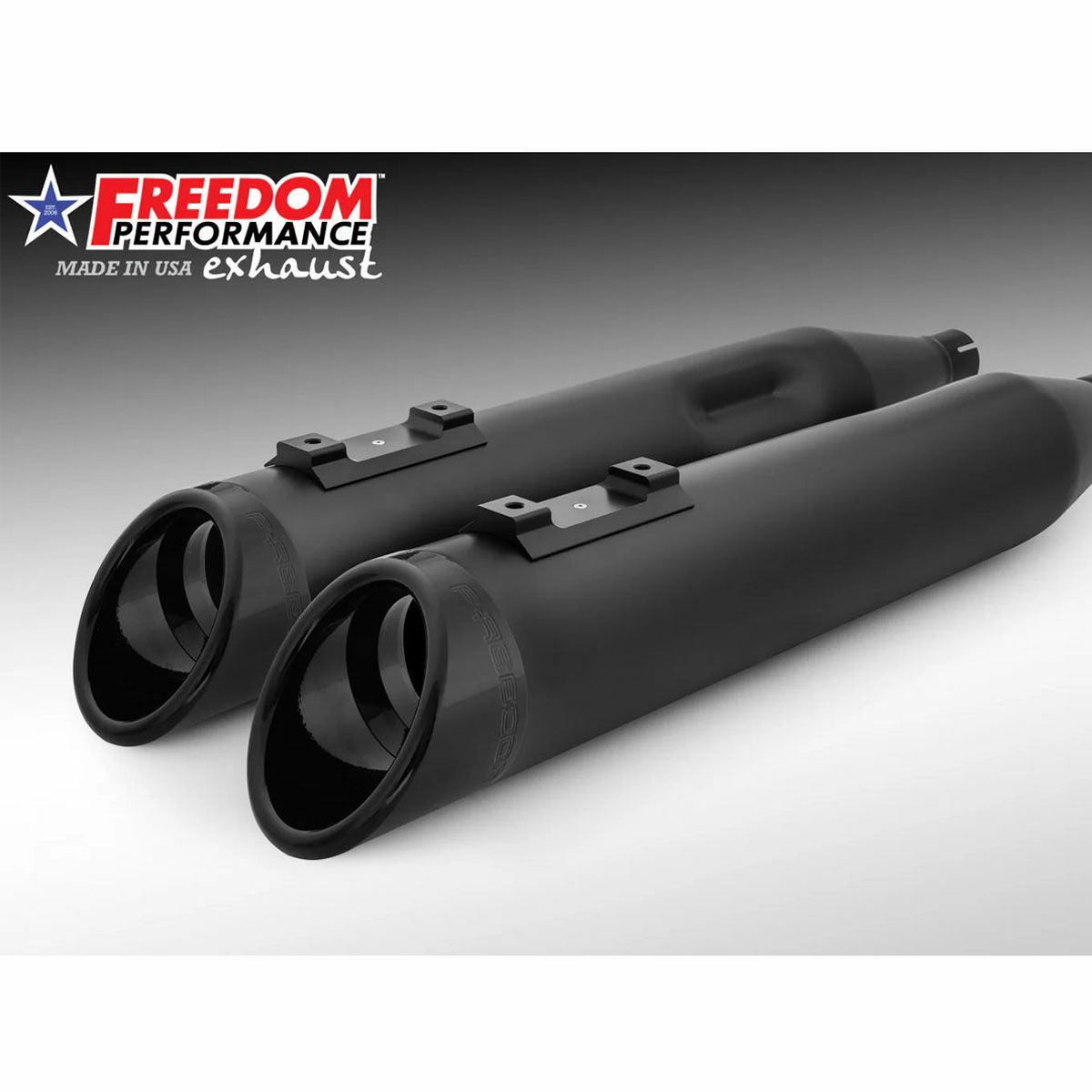 1995～2016 ツーリング スラッシュ RAPTOR スリップオンマフラー 4.5インチ ブラック/グロスブラック フリーダムパフォーマンス