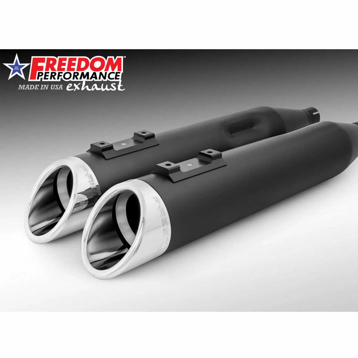 1995～2016 ツーリング スラッシュ RAPTOR スリップオンマフラー 4.5インチ ブラック/クローム フリーダムパフォーマンス