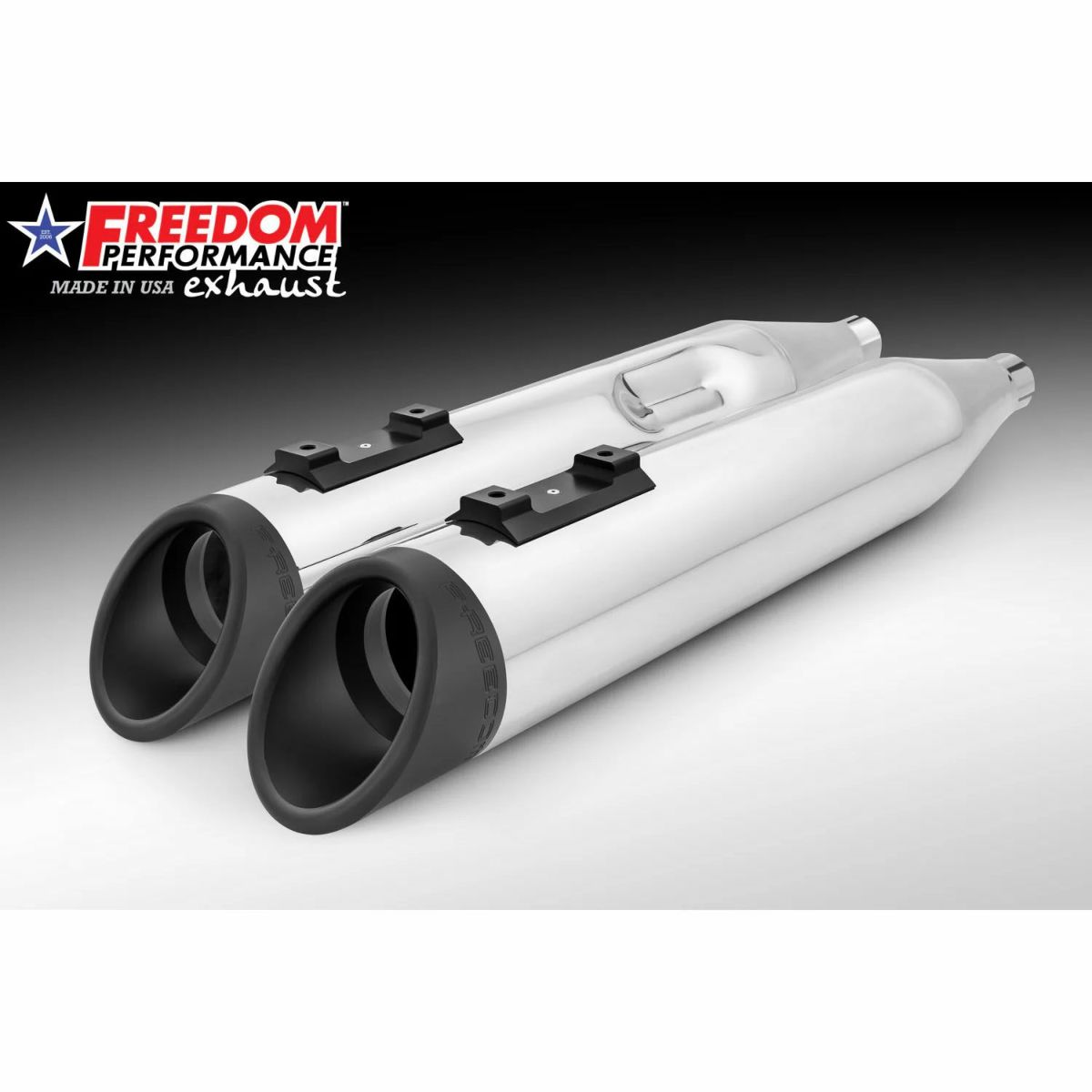 1995～2016 ツーリング スラッシュ RAPTOR スリップオンマフラー 4.5インチ クローム/ブラック フリーダムパフォーマンス